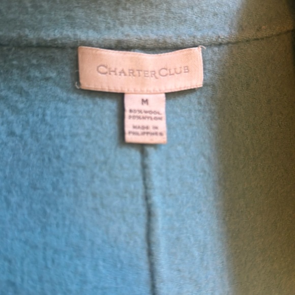 Charter Club, “Tiffany” blue wool scuba style jacket. Unlined. - Picture 2 of 3